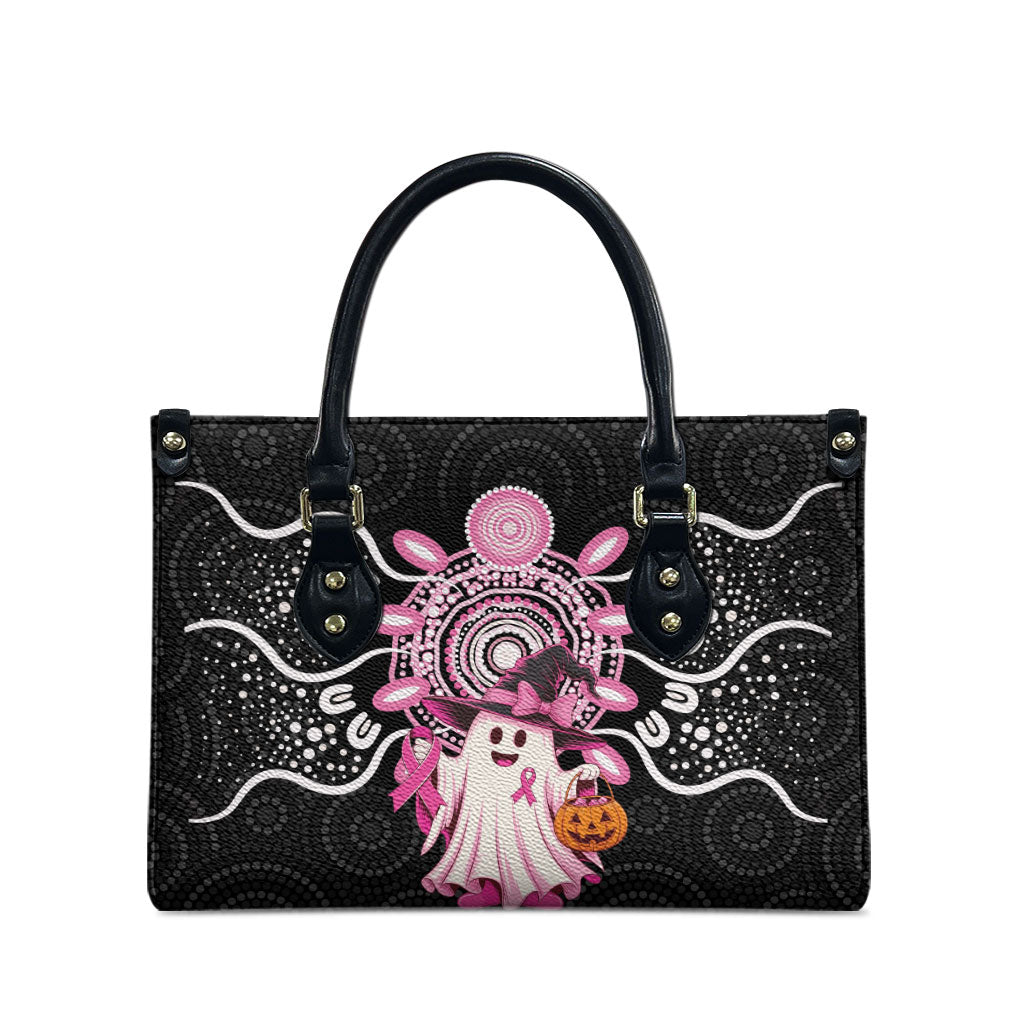 Spooky Pink Ghost Leather Bag Aboriginal Halloween Wear Pink