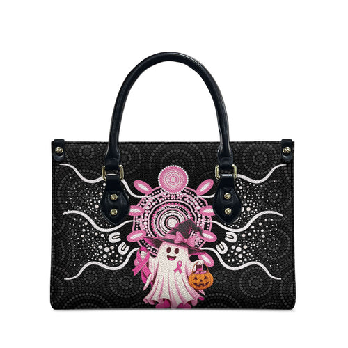 Spooky Pink Ghost Leather Bag Aboriginal Halloween Wear Pink
