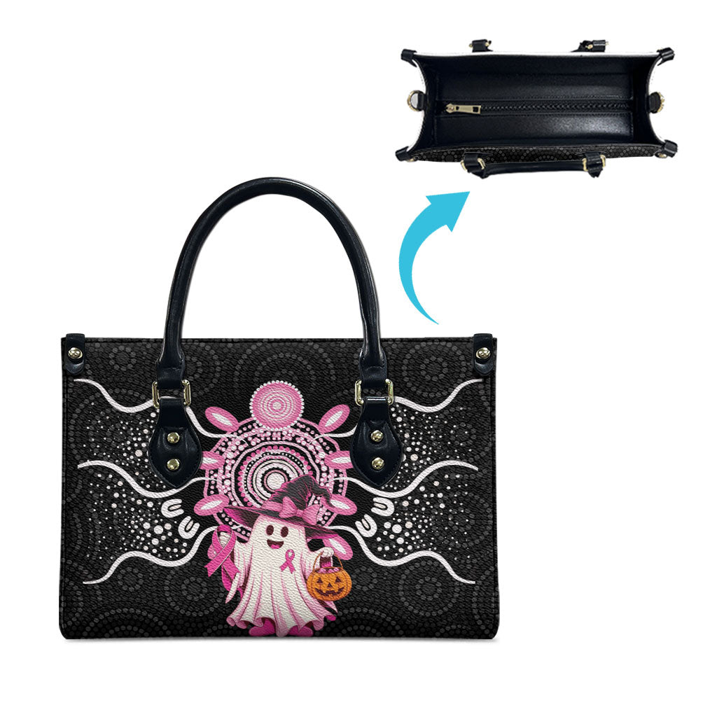 Spooky Pink Ghost Leather Bag Aboriginal Halloween Wear Pink