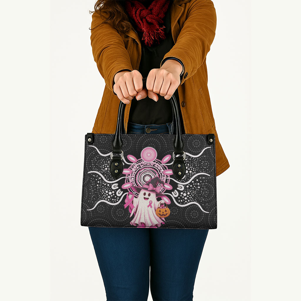 Spooky Pink Ghost Leather Bag Aboriginal Halloween Wear Pink
