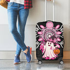Spooky Pink Ghost Luggage Cover Aboriginal Halloween Wear Pink