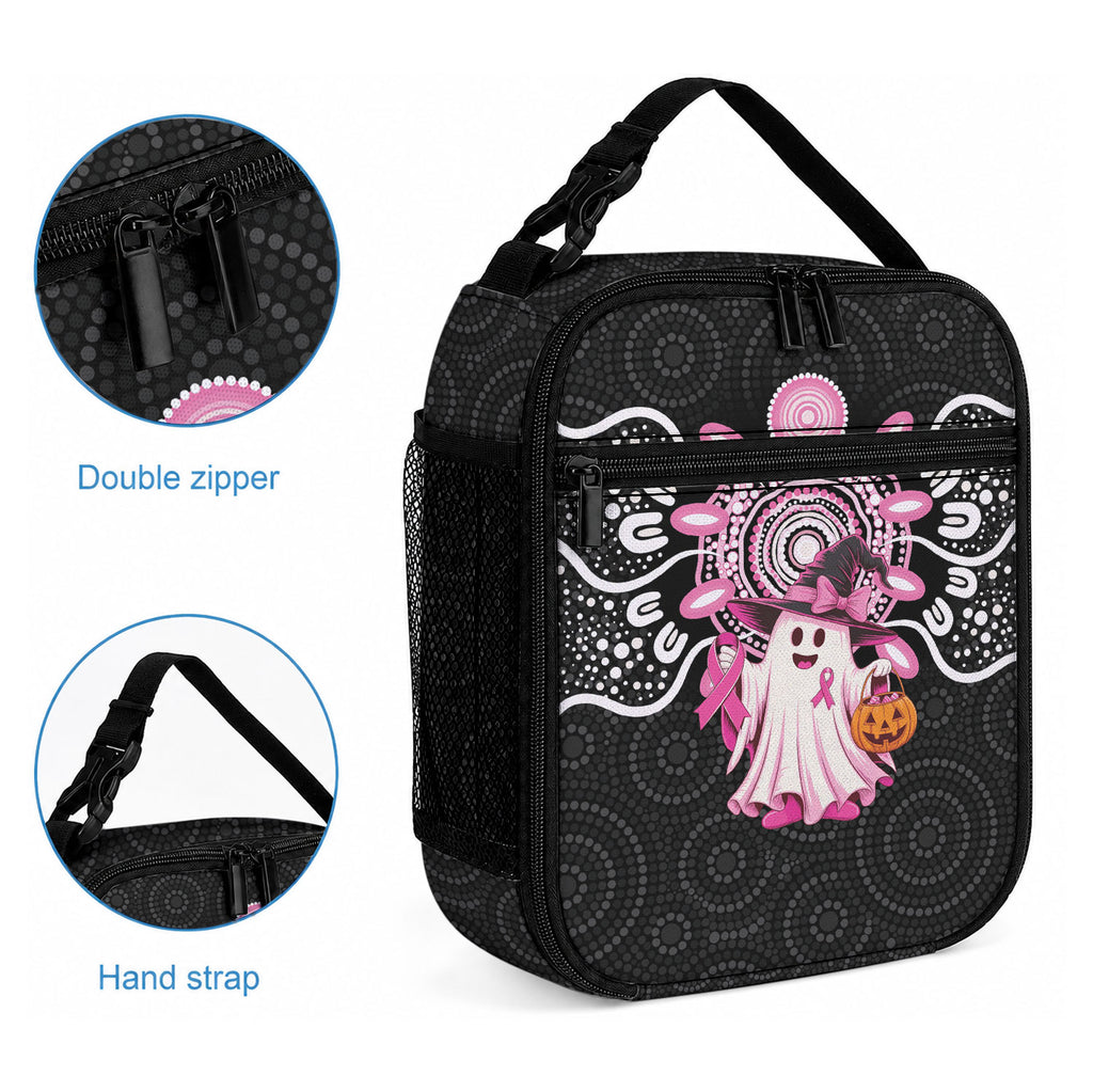 Spooky Pink Ghost Lunch Bag Aboriginal Halloween Wear Pink