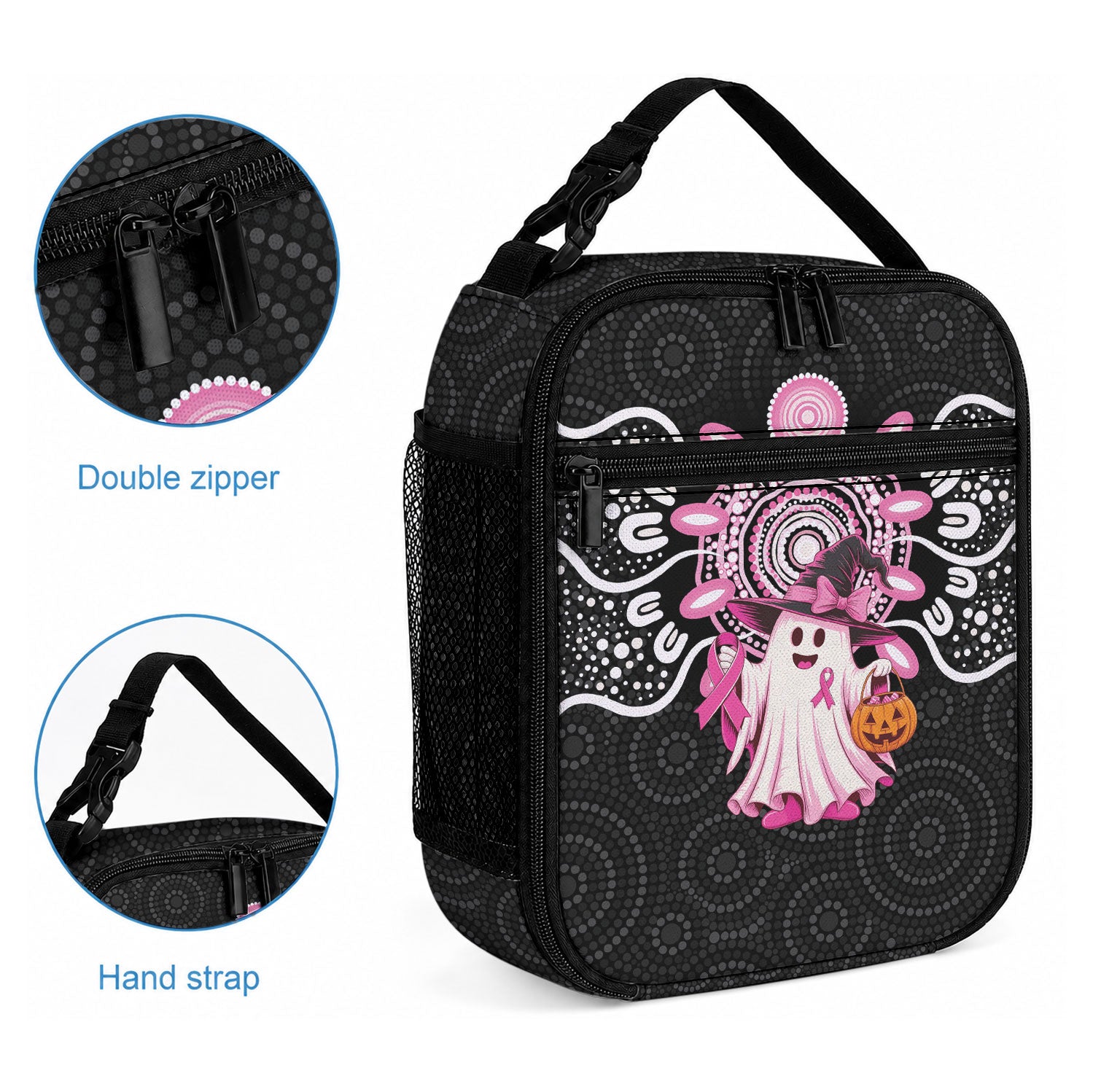 Spooky Pink Ghost Lunch Bag Aboriginal Halloween Wear Pink