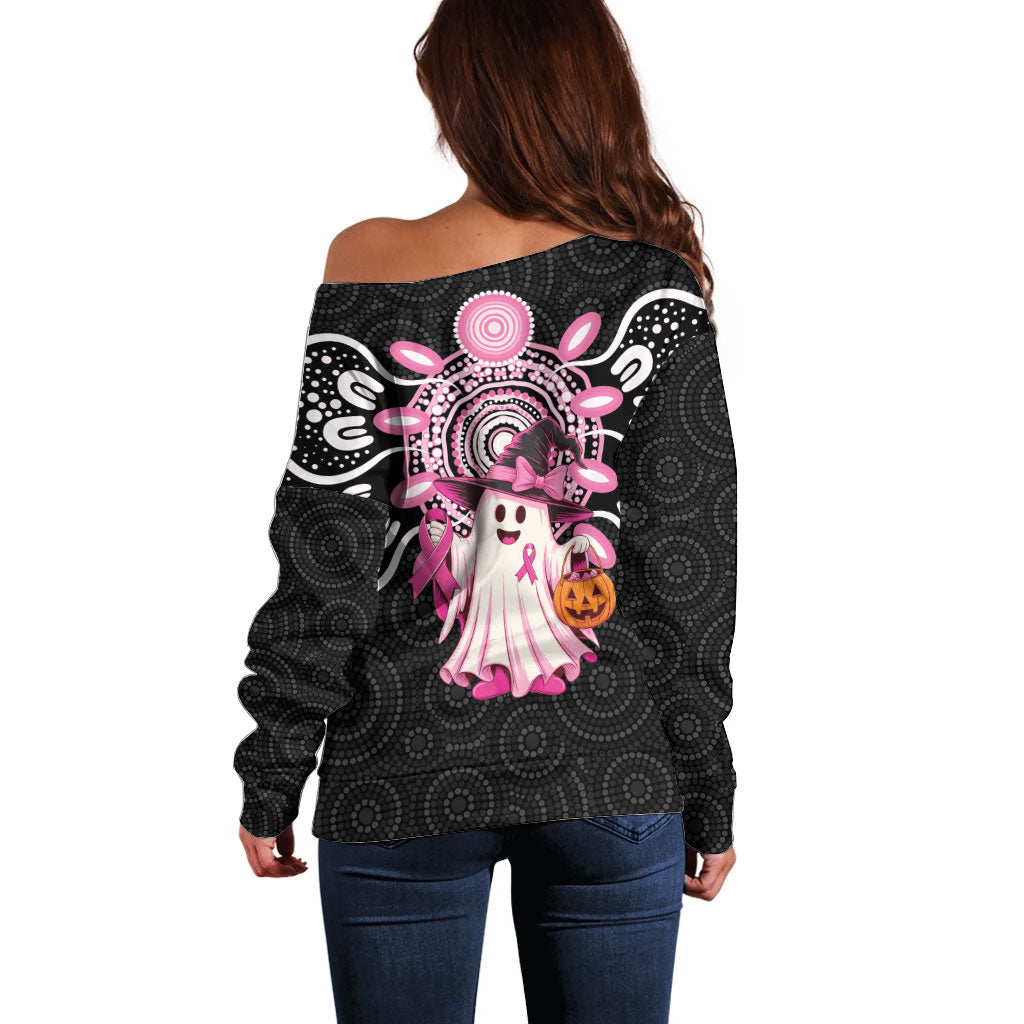 Spooky Pink Ghost Off Shoulder Sweater Aboriginal Halloween Wear Pink