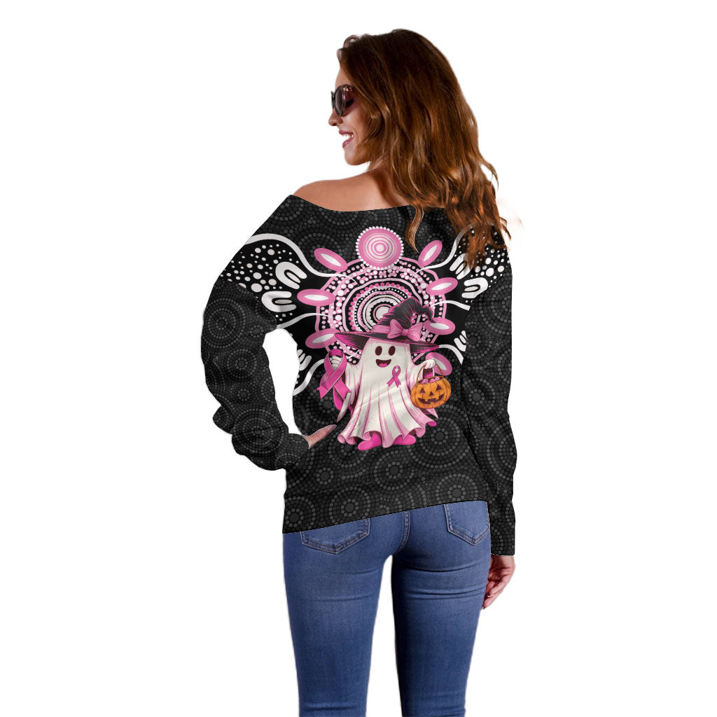 Spooky Pink Ghost Off Shoulder Sweater Aboriginal Halloween Wear Pink