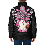 Spooky Pink Ghost Padded Jacket Aboriginal Halloween Wear Pink