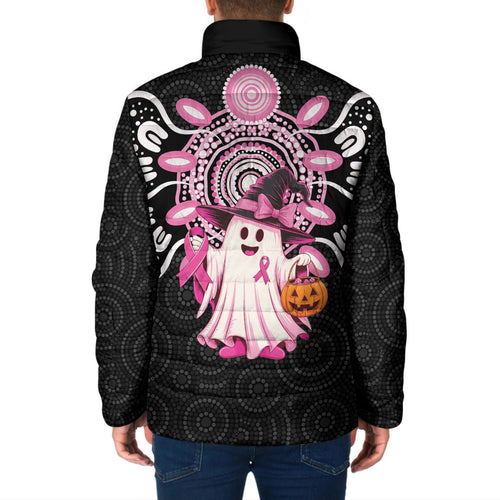 Spooky Pink Ghost Padded Jacket Aboriginal Halloween Wear Pink
