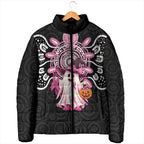 Spooky Pink Ghost Padded Jacket Aboriginal Halloween Wear Pink