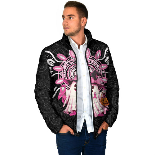 Spooky Pink Ghost Padded Jacket Aboriginal Halloween Wear Pink
