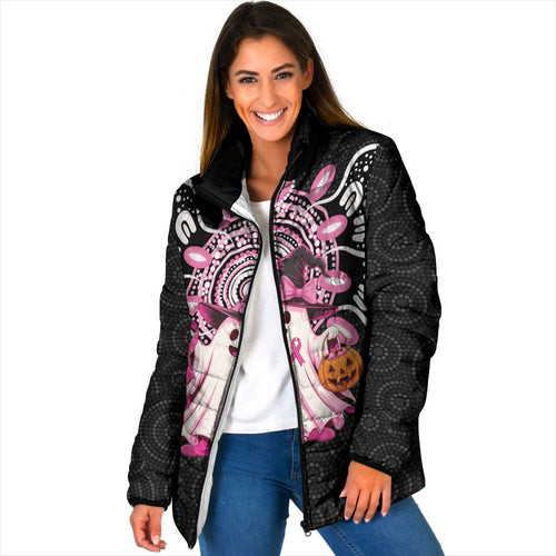 Spooky Pink Ghost Padded Jacket Aboriginal Halloween Wear Pink