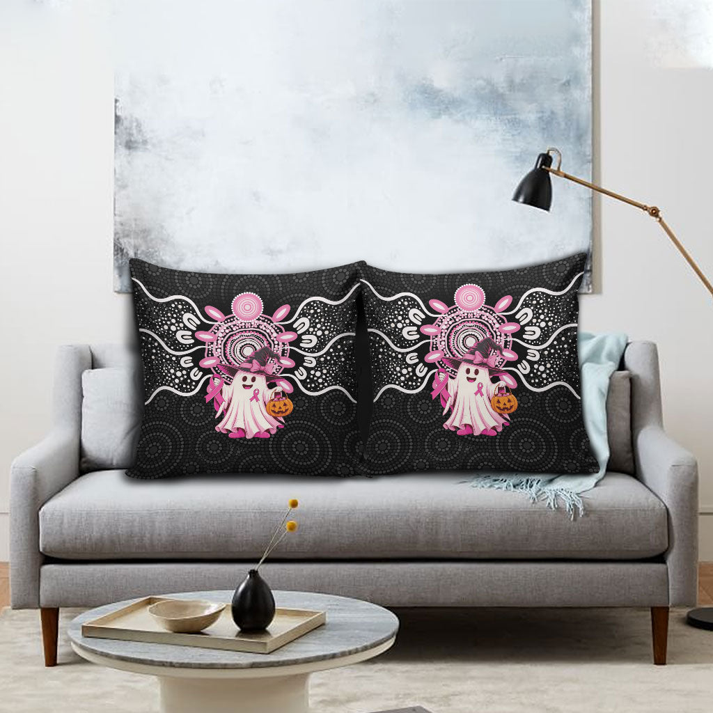 Spooky Pink Ghost Pillow Cover Aboriginal Halloween Wear Pink