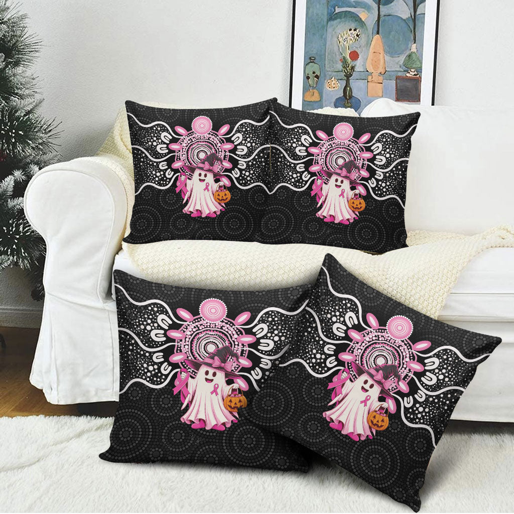 Spooky Pink Ghost Pillow Cover Aboriginal Halloween Wear Pink