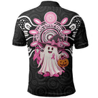 Spooky Pink Ghost Polo Shirt Aboriginal Halloween Wear Pink