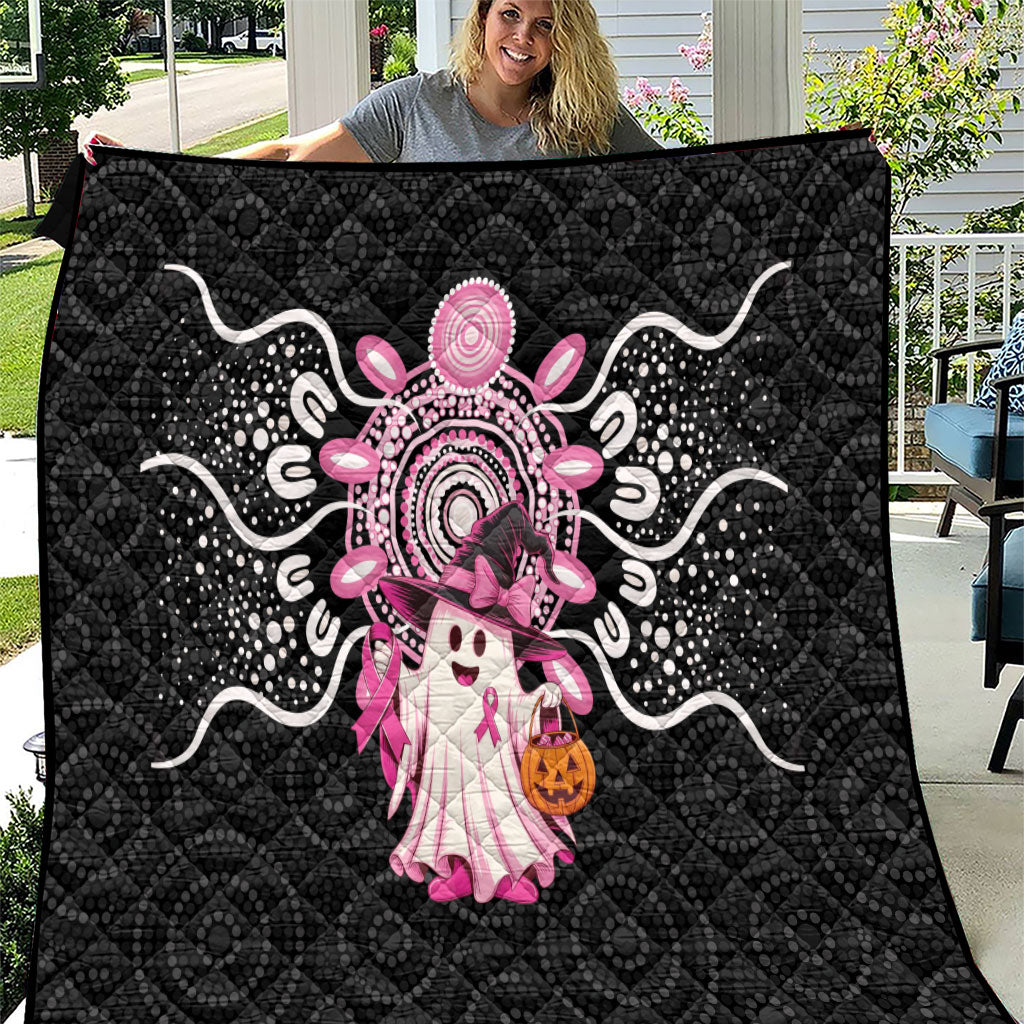 Spooky Pink Ghost Quilt Aboriginal Halloween Wear Pink