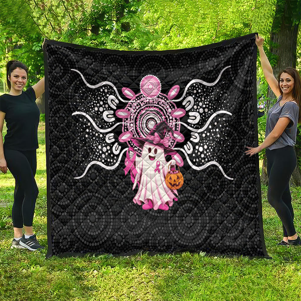 Spooky Pink Ghost Quilt Aboriginal Halloween Wear Pink