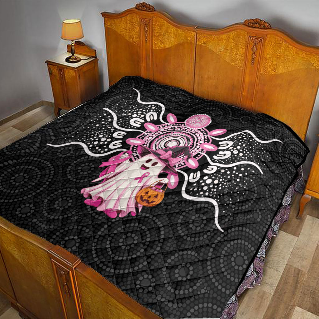 Spooky Pink Ghost Quilt Aboriginal Halloween Wear Pink