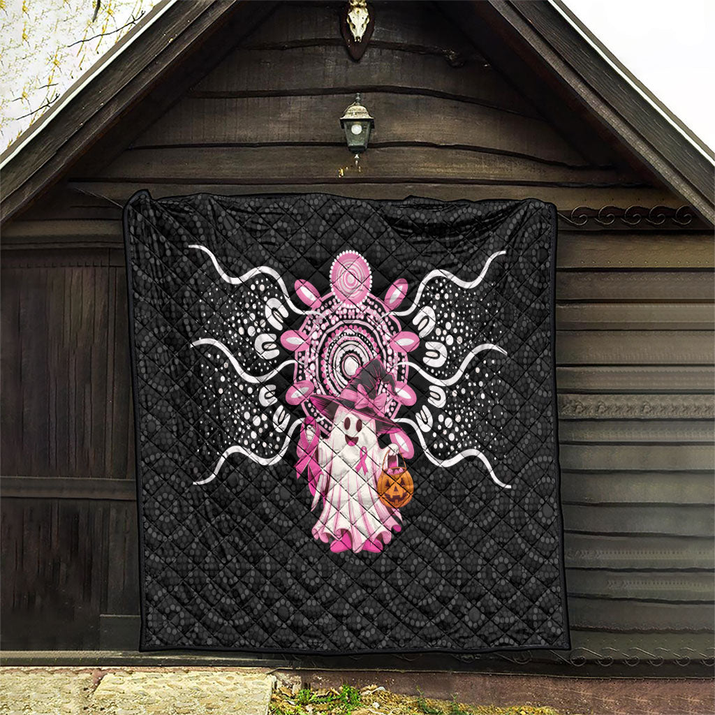 Spooky Pink Ghost Quilt Aboriginal Halloween Wear Pink
