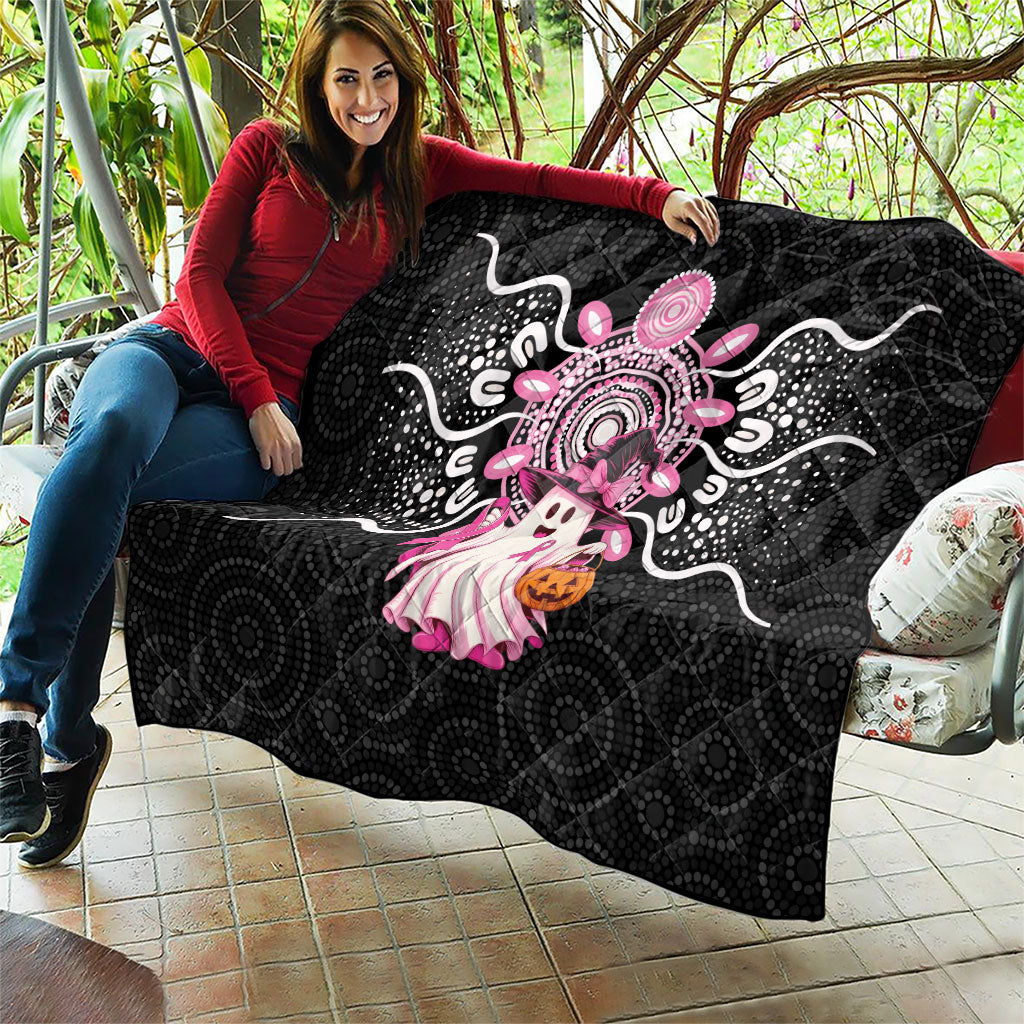 Spooky Pink Ghost Quilt Aboriginal Halloween Wear Pink