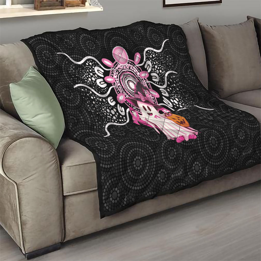 Spooky Pink Ghost Quilt Aboriginal Halloween Wear Pink