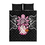 Spooky Pink Ghost Quilt Bed Set Aboriginal Halloween Wear Pink