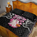 Spooky Pink Ghost Quilt Bed Set Aboriginal Halloween Wear Pink