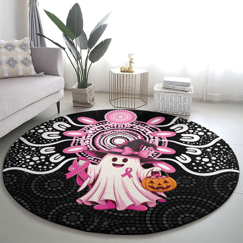 Spooky Pink Ghost Round Carpet Aboriginal Halloween Wear Pink
