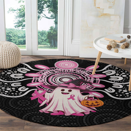 Spooky Pink Ghost Round Carpet Aboriginal Halloween Wear Pink