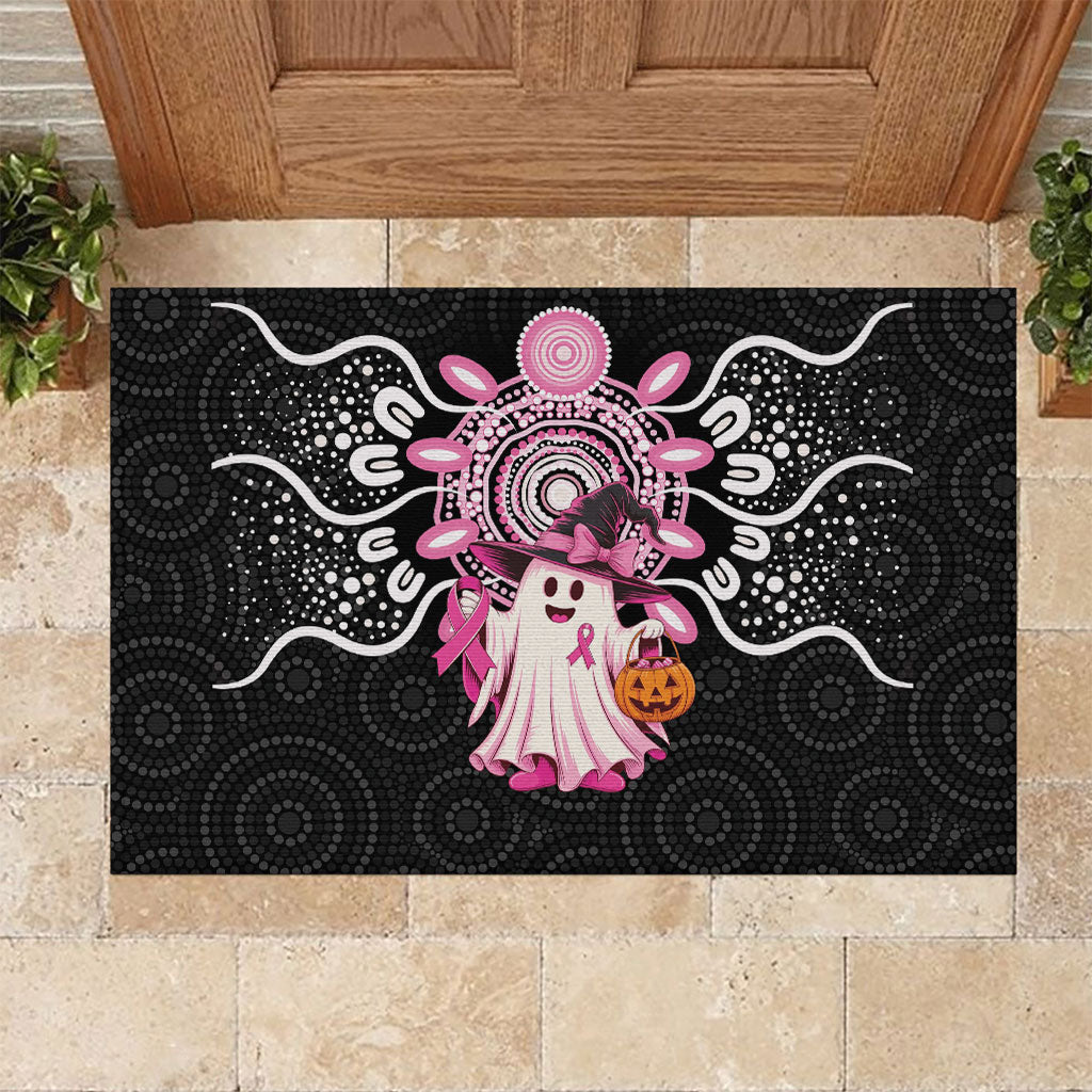 Spooky Pink Ghost Rubber Doormat Aboriginal Halloween Wear Pink
