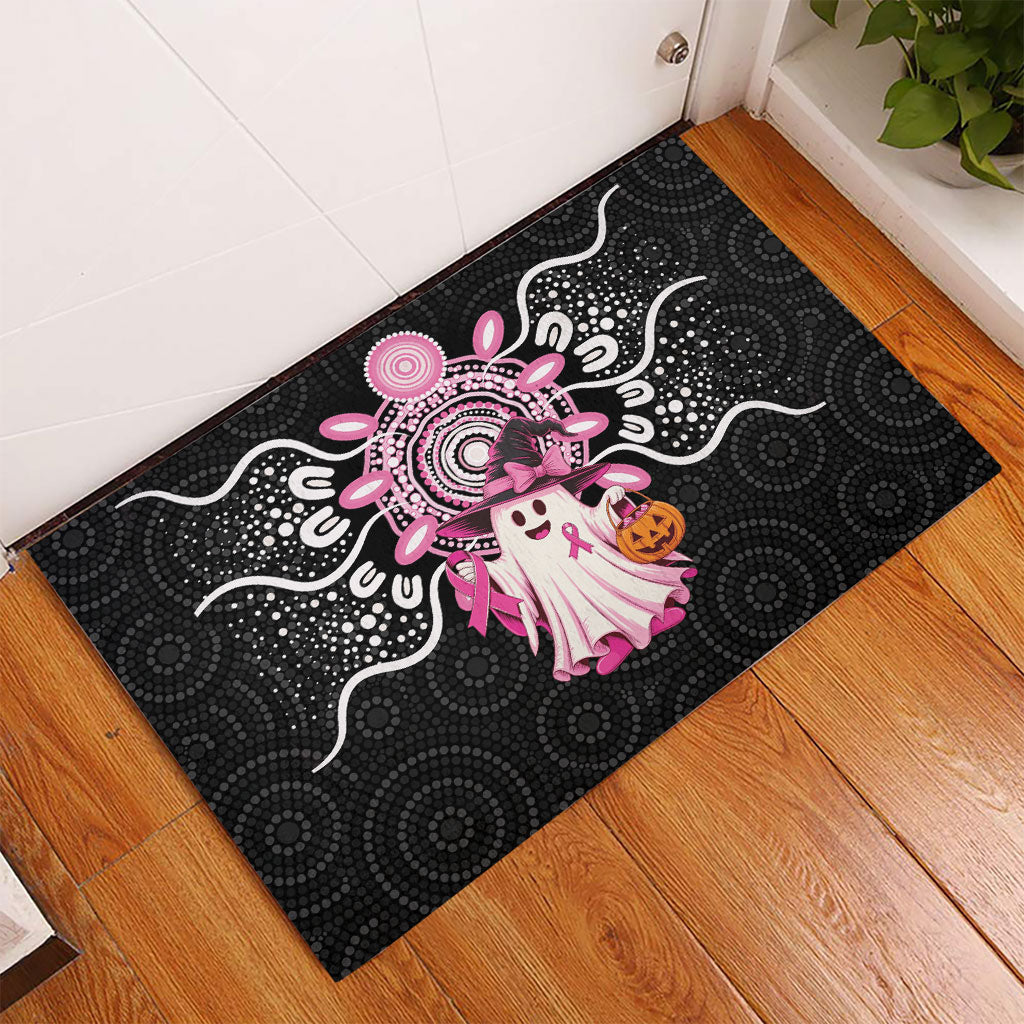 Spooky Pink Ghost Rubber Doormat Aboriginal Halloween Wear Pink