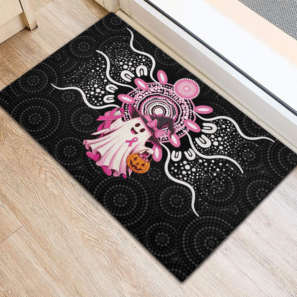 Spooky Pink Ghost Rubber Doormat Aboriginal Halloween Wear Pink