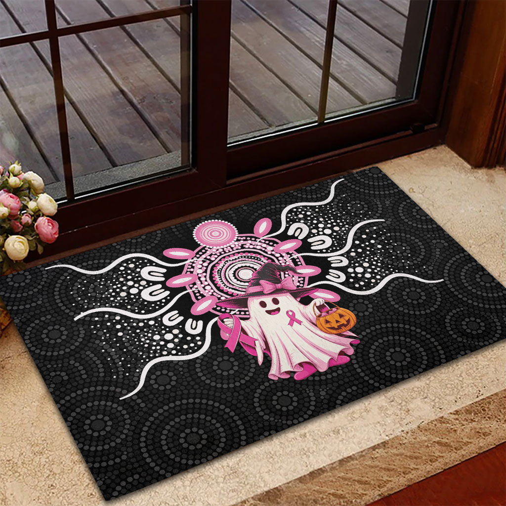 Spooky Pink Ghost Rubber Doormat Aboriginal Halloween Wear Pink