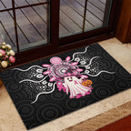 Spooky Pink Ghost Rubber Doormat Aboriginal Halloween Wear Pink