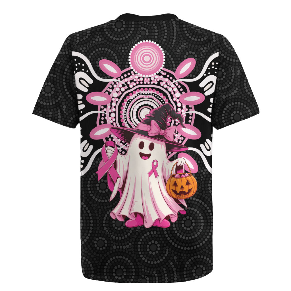 Spooky Pink Ghost Rugby Jersey Aboriginal Halloween Wear Pink