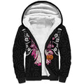 Spooky Pink Ghost Sherpa Hoodie Aboriginal Halloween Wear Pink