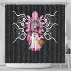 Spooky Pink Ghost Shower Curtain Aboriginal Halloween Wear Pink