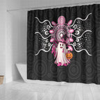 Spooky Pink Ghost Shower Curtain Aboriginal Halloween Wear Pink
