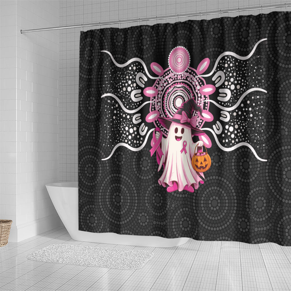 Spooky Pink Ghost Shower Curtain Aboriginal Halloween Wear Pink