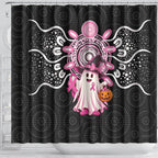 Spooky Pink Ghost Shower Curtain Aboriginal Halloween Wear Pink