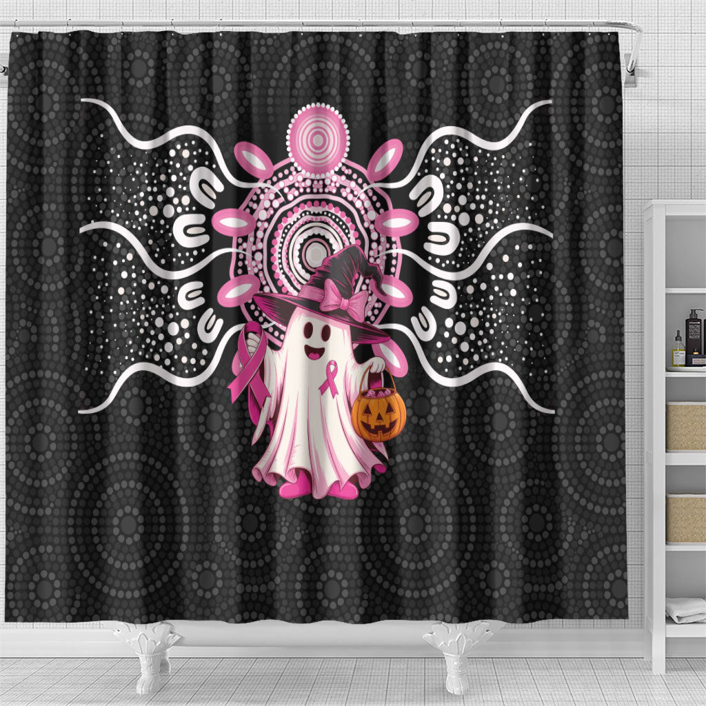 Spooky Pink Ghost Shower Curtain Aboriginal Halloween Wear Pink