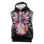 Spooky Pink Ghost Sleeveless Hoodie Aboriginal Halloween Wear Pink