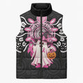 Spooky Pink Ghost Sleeveless Puffer Jacket Aboriginal Halloween Wear Pink