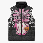 Spooky Pink Ghost Sleeveless Puffer Jacket Aboriginal Halloween Wear Pink