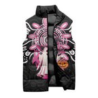 Spooky Pink Ghost Sleeveless Puffer Jacket Aboriginal Halloween Wear Pink