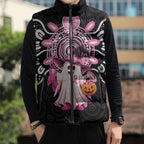 Spooky Pink Ghost Sleeveless Puffer Jacket Aboriginal Halloween Wear Pink
