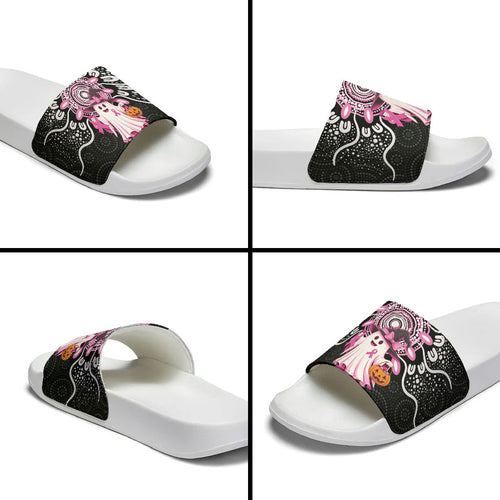 Spooky Pink Ghost Slide Sandals Aboriginal Halloween Wear Pink
