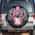 Spooky Pink Ghost Spare Tire Cover Aboriginal Halloween Wear Pink