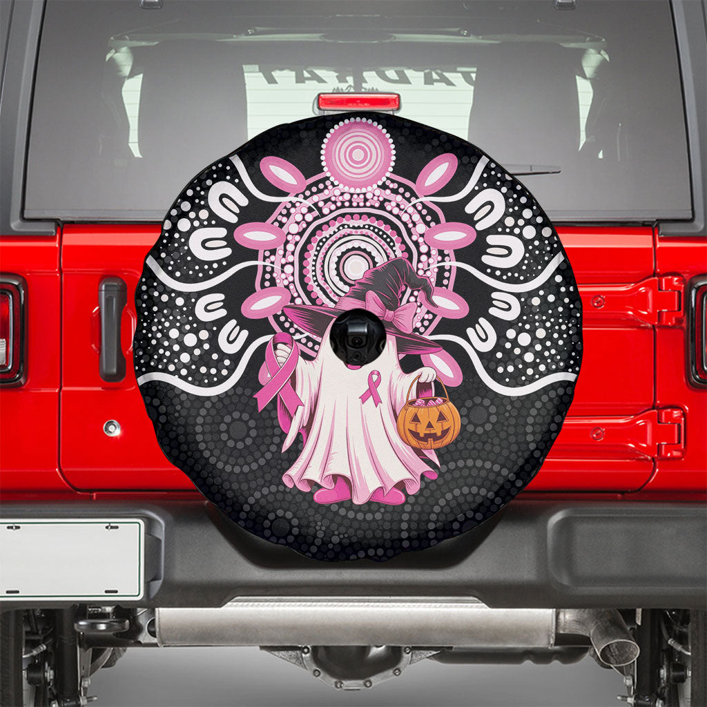 Spooky Pink Ghost Spare Tire Cover Aboriginal Halloween Wear Pink