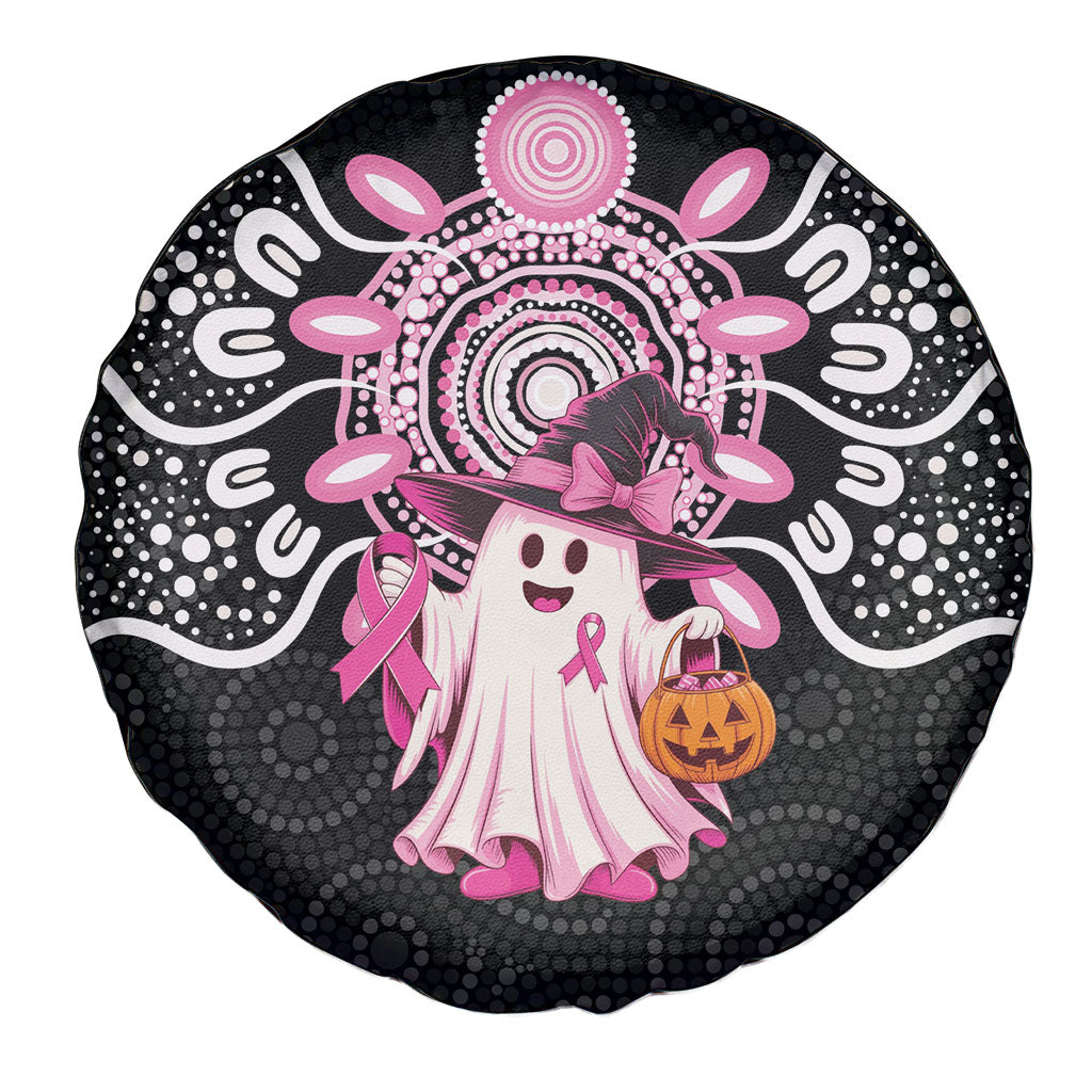 Spooky Pink Ghost Spare Tire Cover Aboriginal Halloween Wear Pink