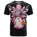 Spooky Pink Ghost T Shirt Aboriginal Halloween Wear Pink