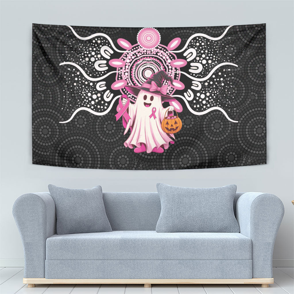 Spooky Pink Ghost Tapestry Aboriginal Halloween Wear Pink